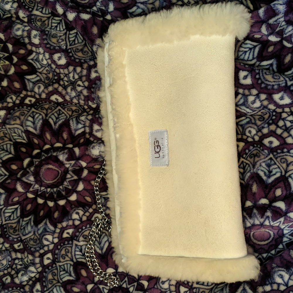 UGG suede and shearling hand warmer muff purse